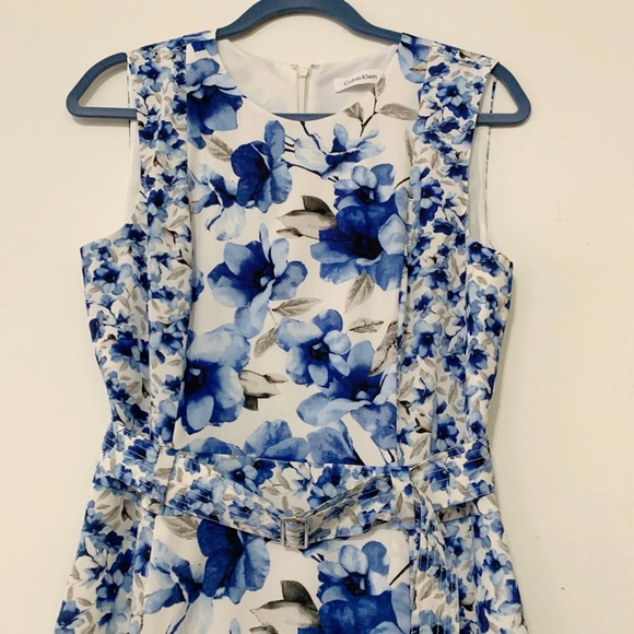 Calvin Klein Sleeveless Belted Handkerchief Floral Dress size 6 - Picture 8 of 11